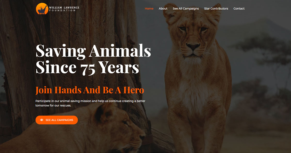 Animal Welfare – Hard-hitting website template for nonprofits