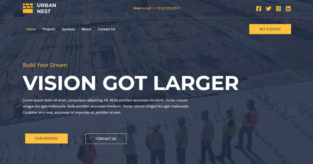 Construction Company – Engaging web design ideal for building firms