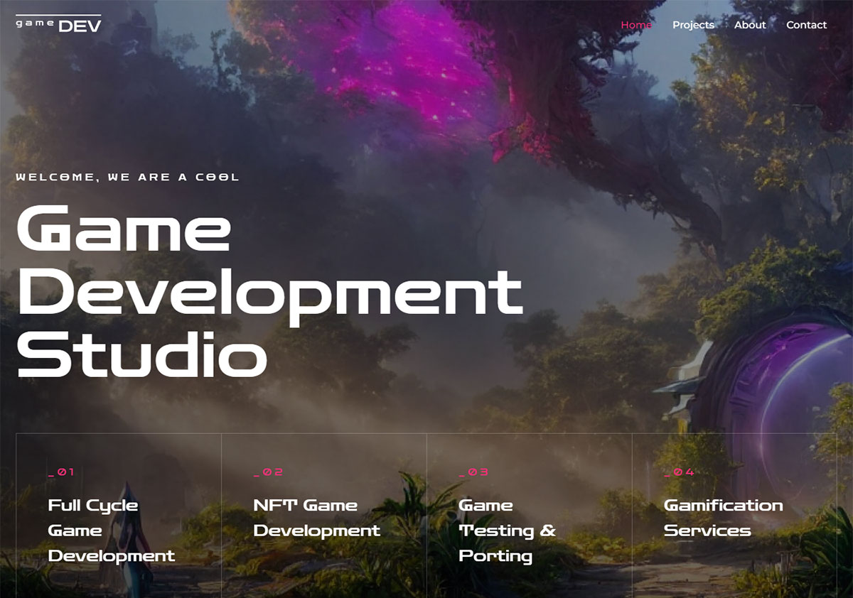 Game Dev Studio Template – Fullscreen design with amazing visuals