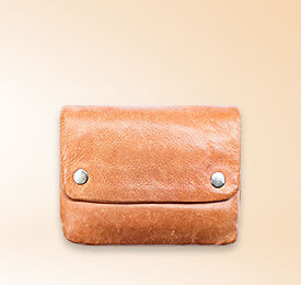 Light Brown Real Leather Credit Card Case
