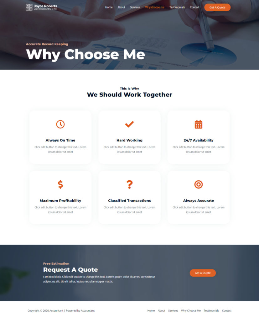 Why choose me - Website Demos