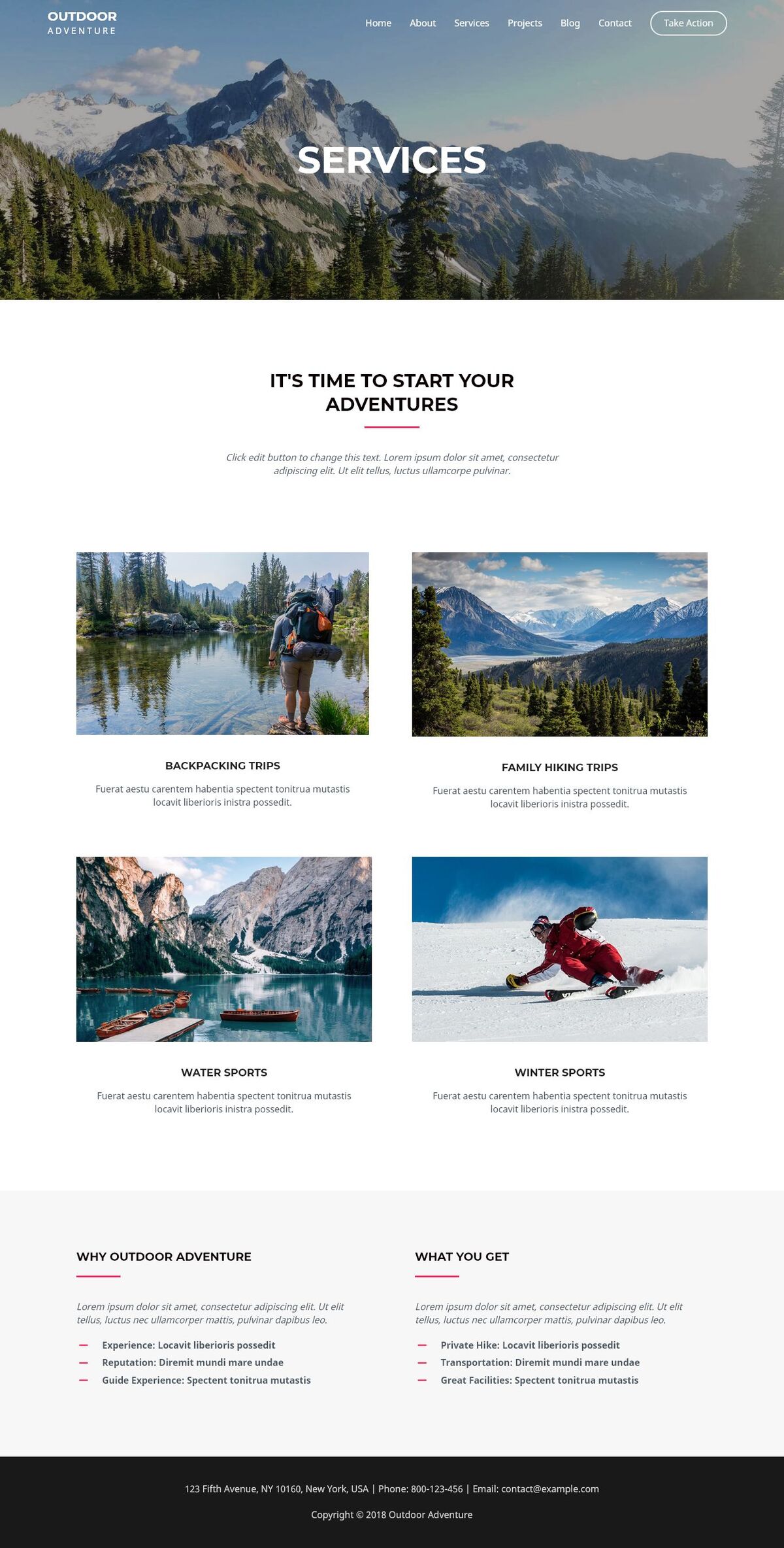 Outdoor Adventure Services site Demos