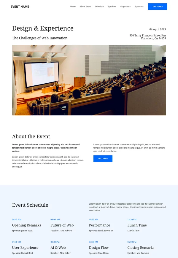 Event Landing Page